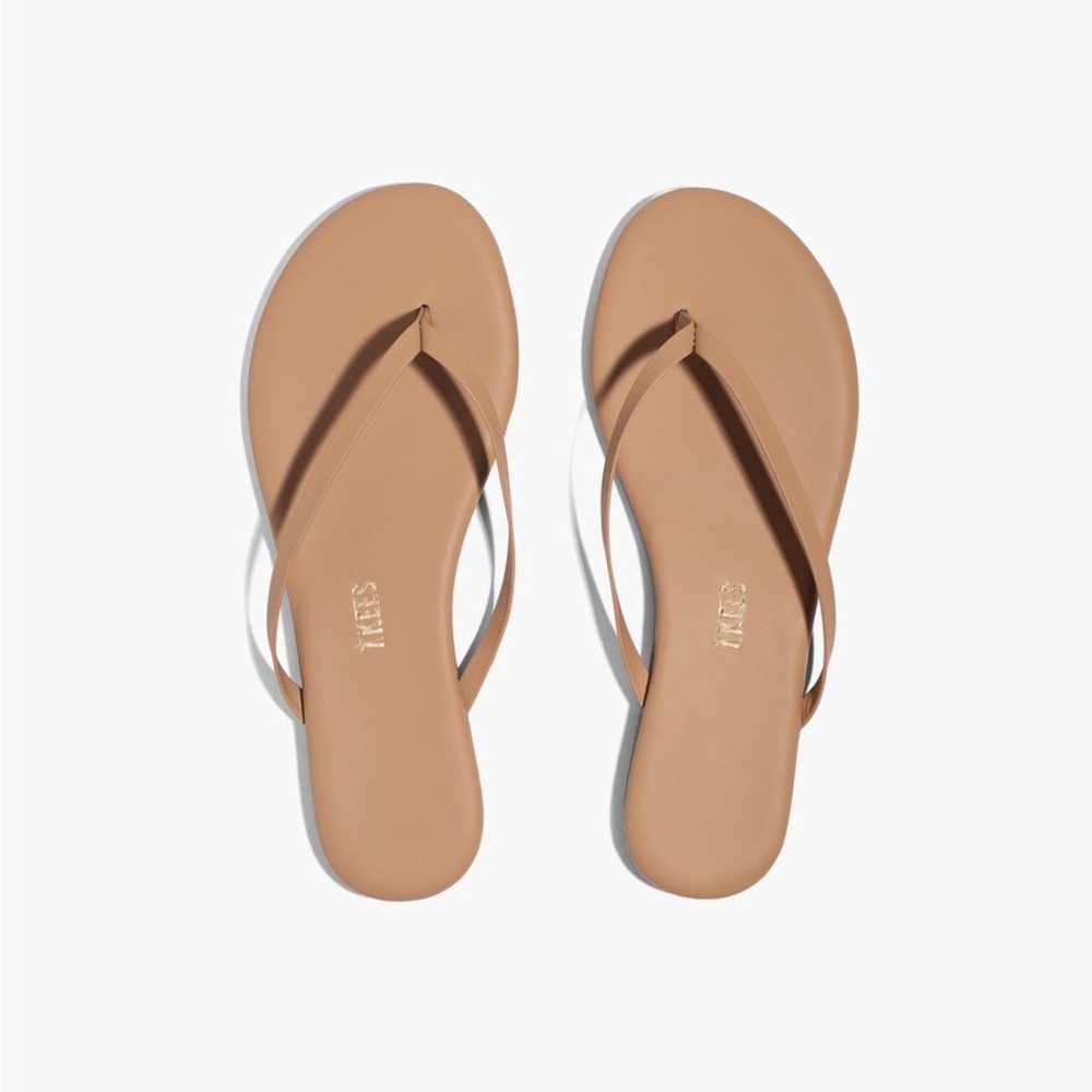 NWOT TKEES Women Lily Nudes Sandals,Tan Thong  Leather Flip Flops, Size 7